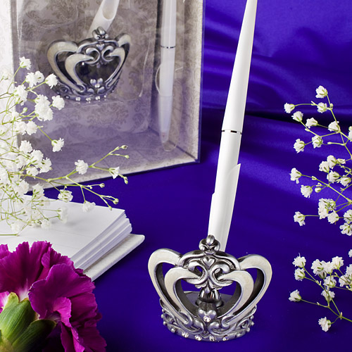 CINDERELLA FAIRYTALE CROWN WEDDING GUEST BOOK PEN SET  