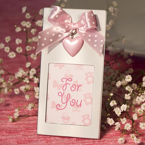 Pink Heart Design Picture Frames Christening Baby Shower Favors